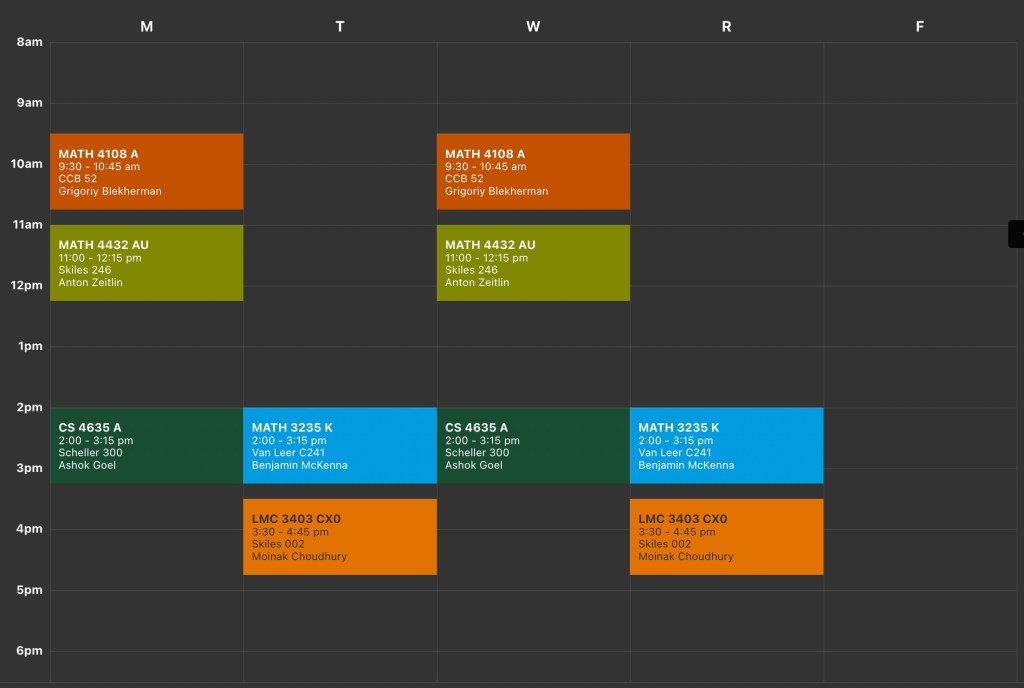 A GT schedule build in GT scheduler.