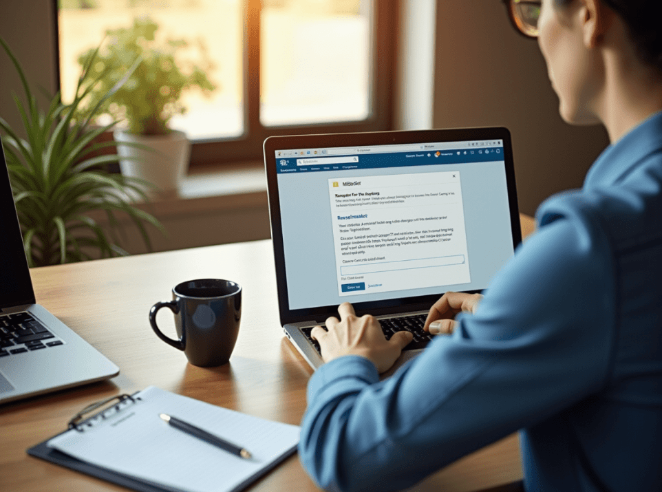 An over the shoulder shot of a person researching information on LinkedIn.