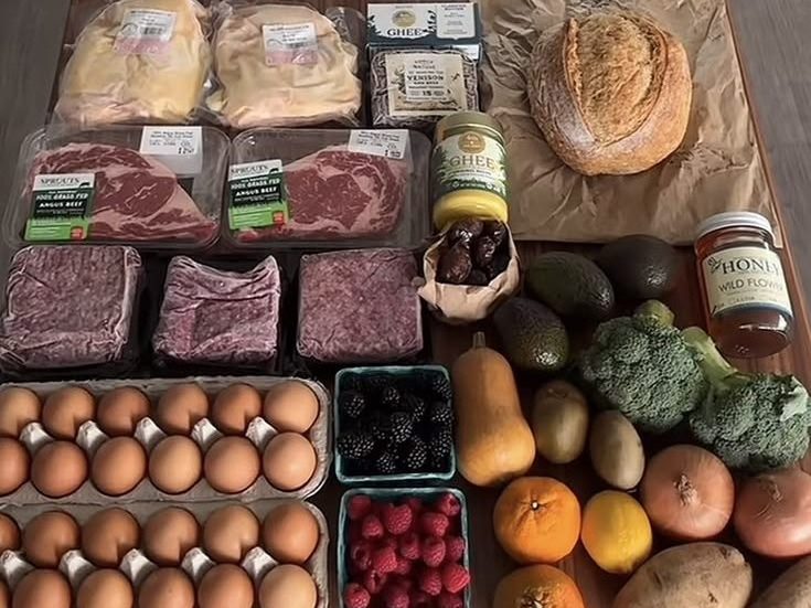 Common grocery items on table