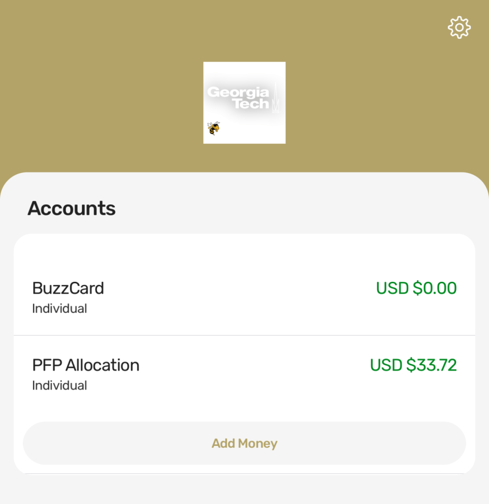 Georgia Tech eAccounts Transact application for checking balances on Buzzcard