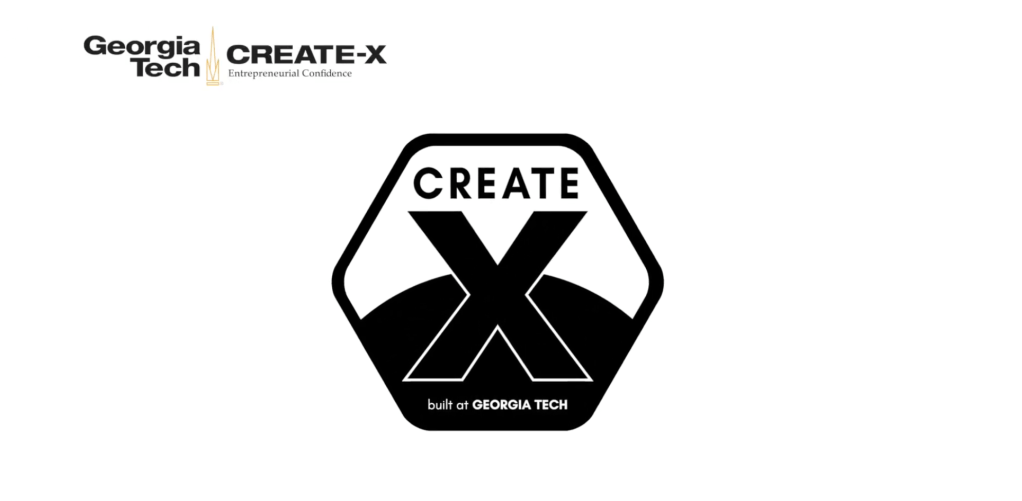 Overview of the CREATE-X Startup Launch program showing students developing startups and presenting their projects at Demo Day.