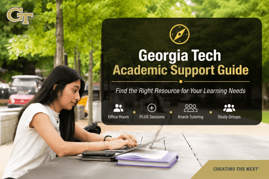 Student choosing between academic support services provided at Georgia Tech. 
