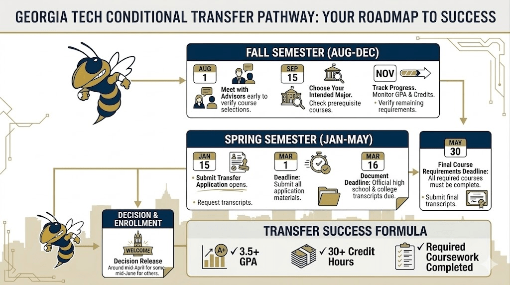 Shows an expected timeline of what you need to do and when and the transfer success formula to make sure you can transfer.  