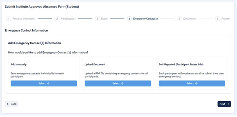 Institute Approved Absence blank form with empty input fields.